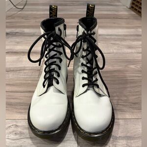Dr. Martens White Leather Lace Up Boots